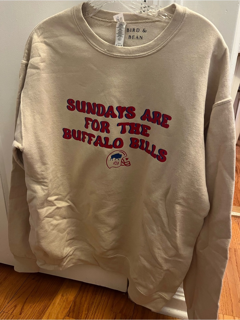 Bird & Bean 'Sundays Are For The Buffalo Bills' Beige Crewneck - never worn!